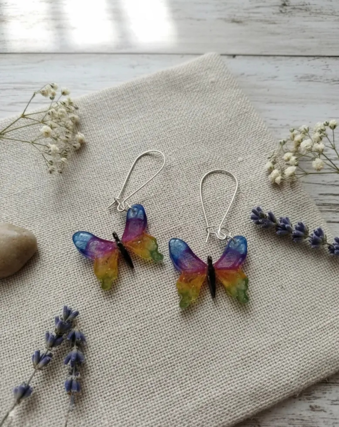 Caravanas mariposa multicolor