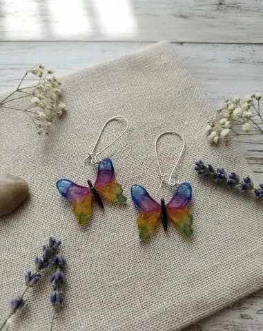 Caravanas mariposa multicolor
