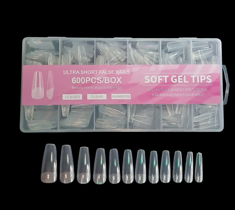 TIPS SOFT GEL COFFIN LARGO 600 unidades
