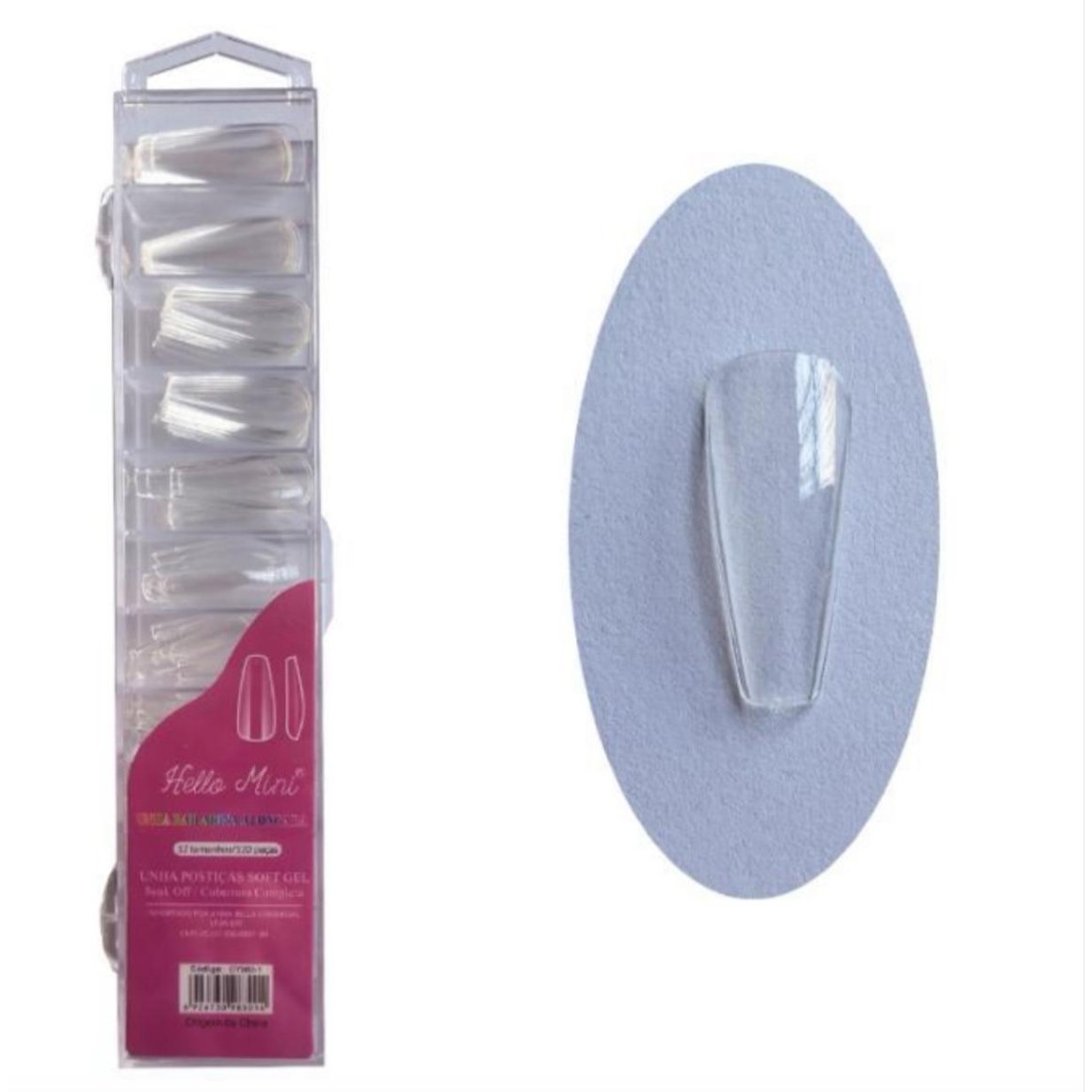 Tips para soft gel BALLERINA LARGA - Hello mini 120 unidades