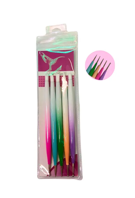 SET PINCEL SILICONA + DOTTING x5PCS