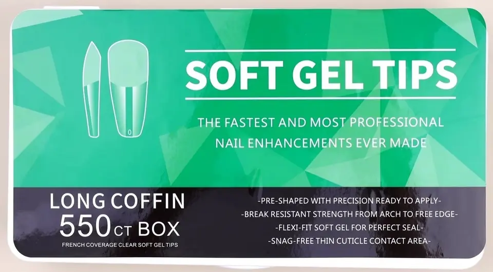 TIPS SOFT GEL COFFIN LARGO 550 unidades
