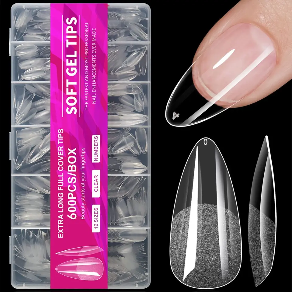 TIPS SOFT GEL - ALMENDRA 600 UNIDADES PRE LIMADAS