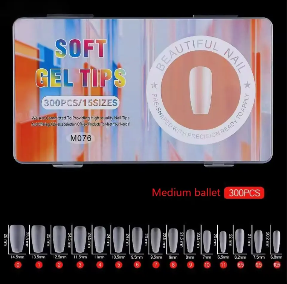 TIPS SOFT GEL X300 MEDIUM COFFIN PRE LIMADAS