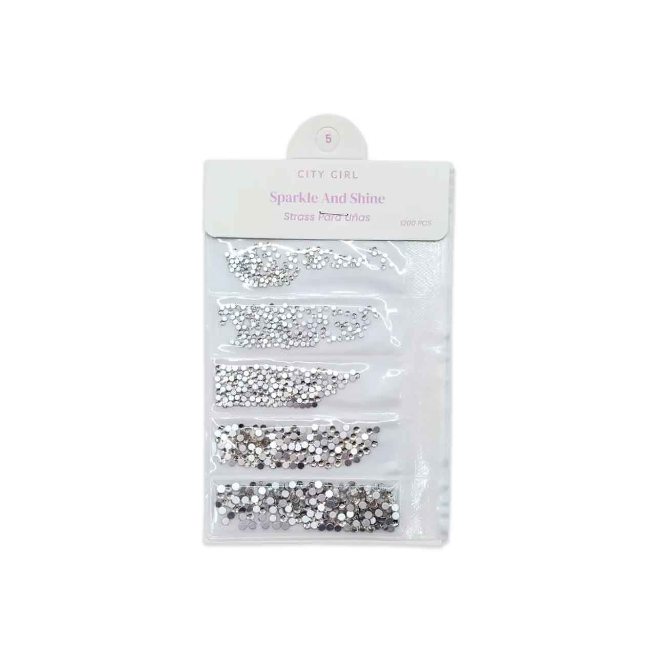 STRASS DECO PARA UÑAS PLATEADOS DISTINTOS TAMAÑOS - CITY GIRL