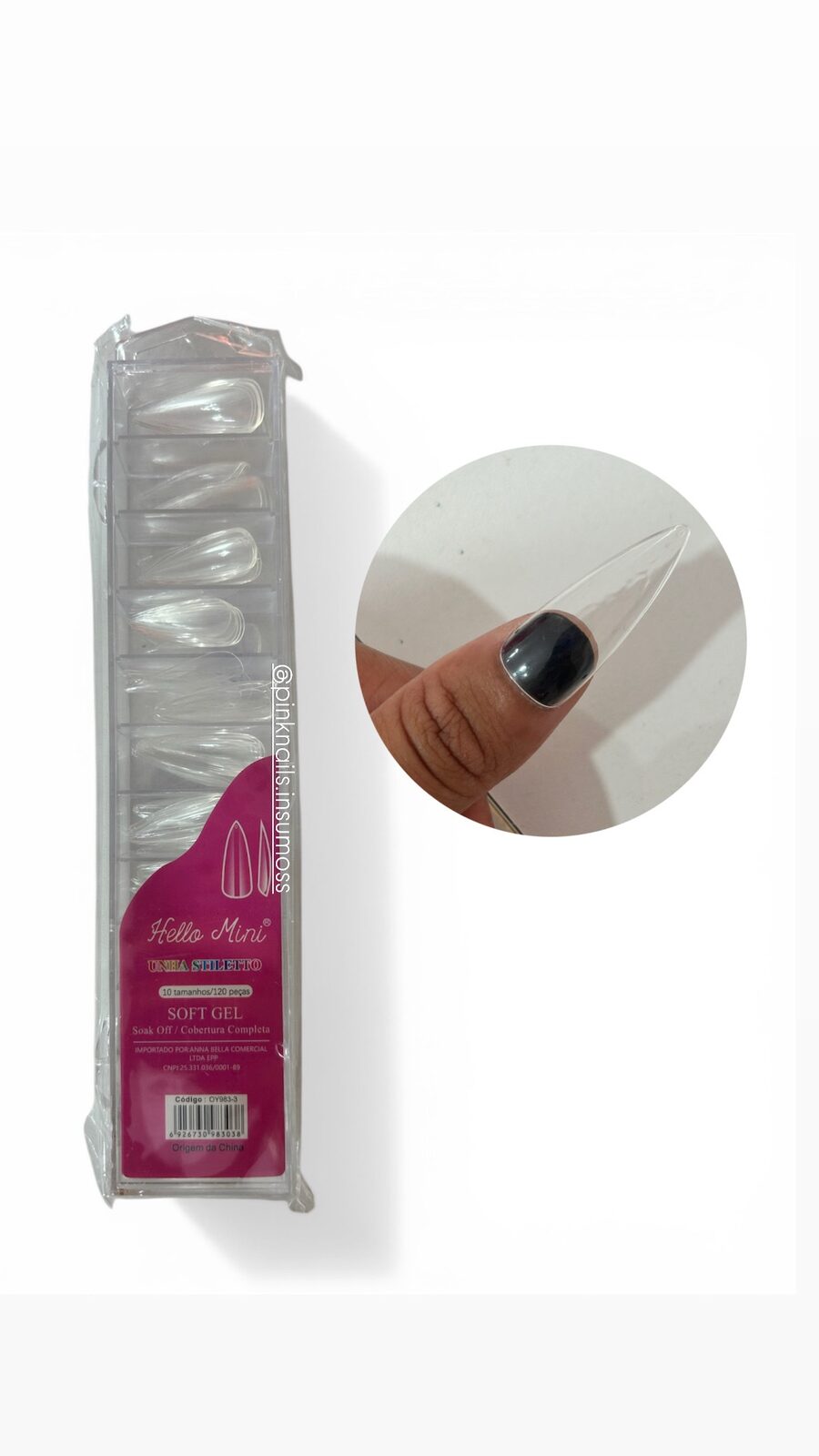 Tips para soft gel STILETTO - Hello mini 120 unidades