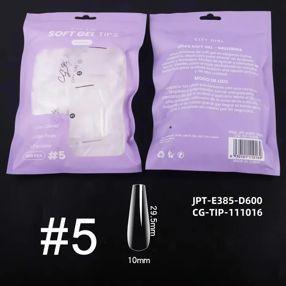 Tips soft gel Ballerina - City girl 600 unidades