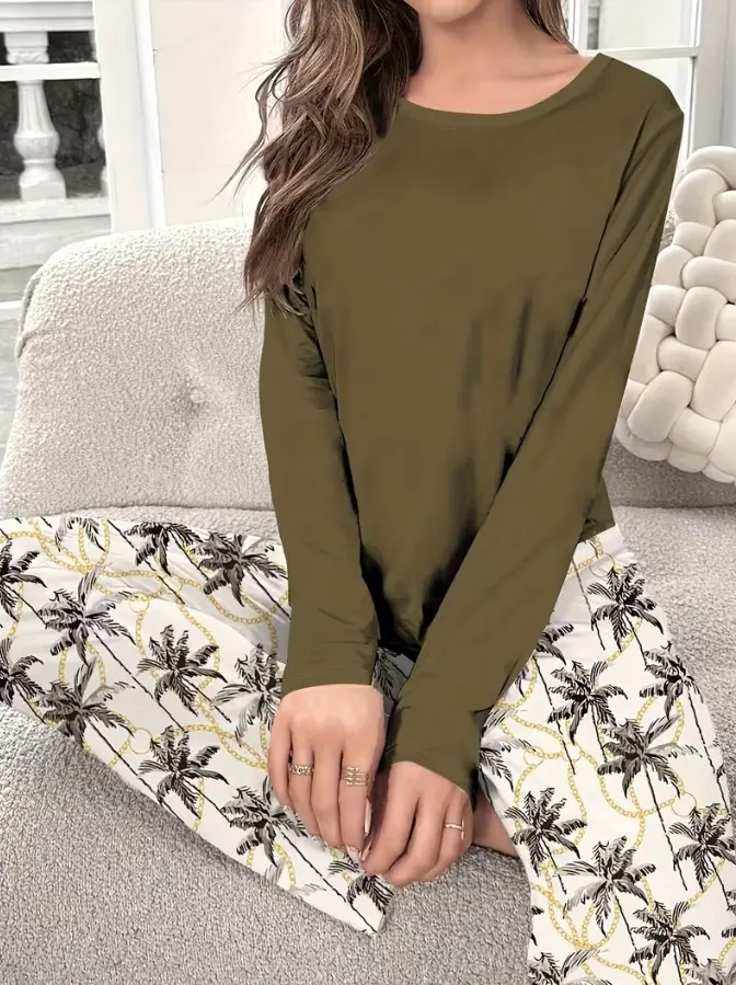 Pijama Modal Largo - Verde Militar