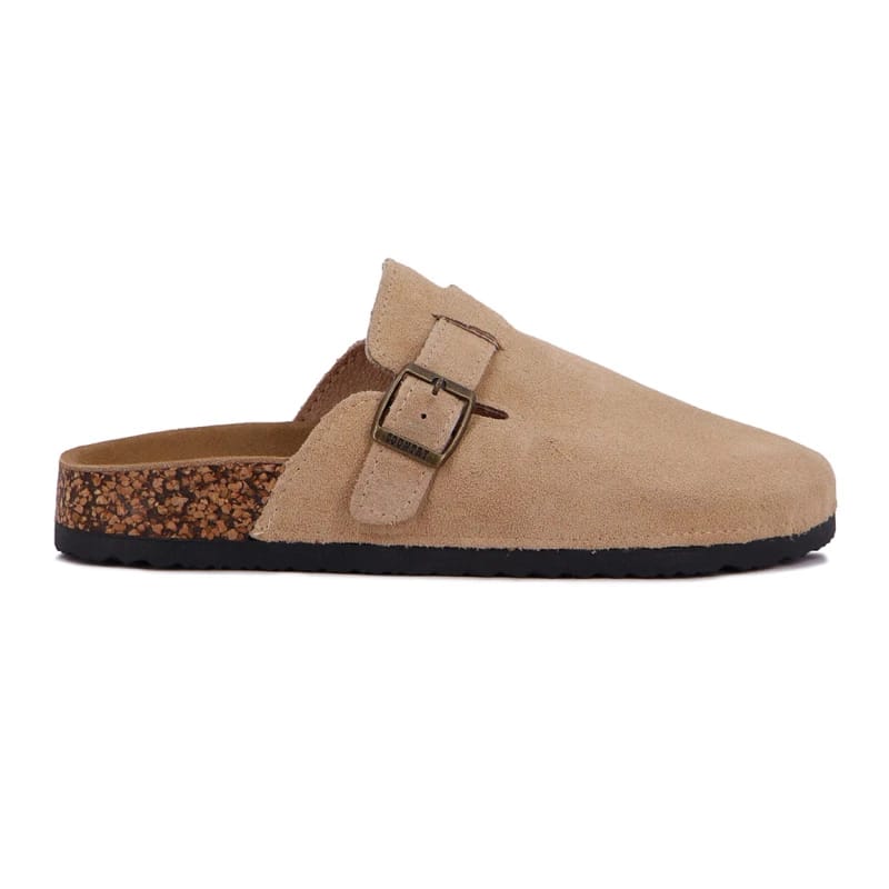 Zueco Country para dama una tira con hebilla (beige)