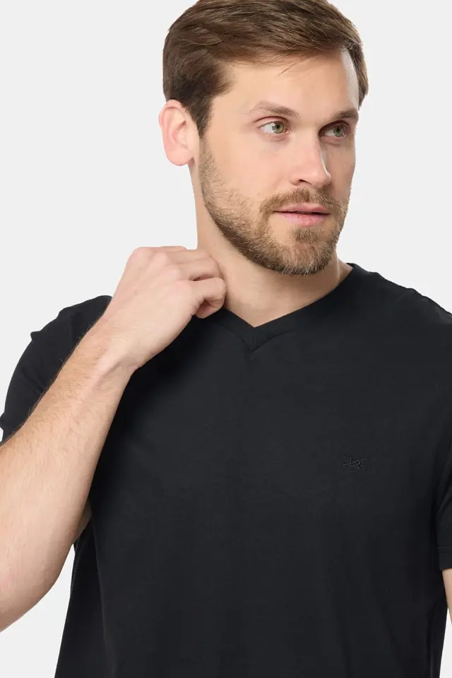 Remera Legacy lisa escote V Negra