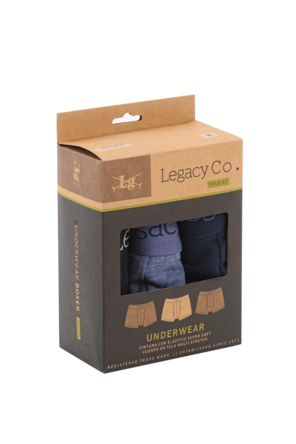 LEGACY BOXER LISO PACK X 3