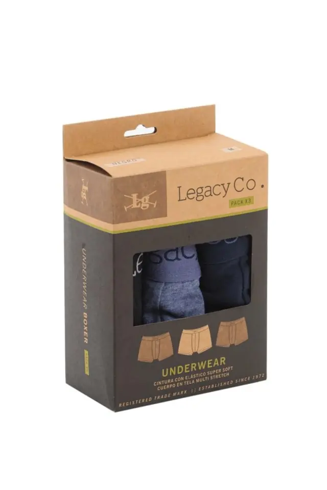 LEGACY BOXER LISO PACK X 3