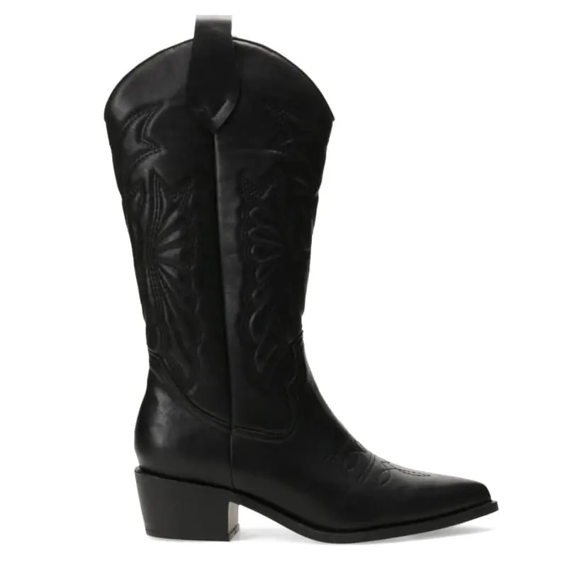 Bota Miss Carol EDNA tejana con diseño en la caña (negro)