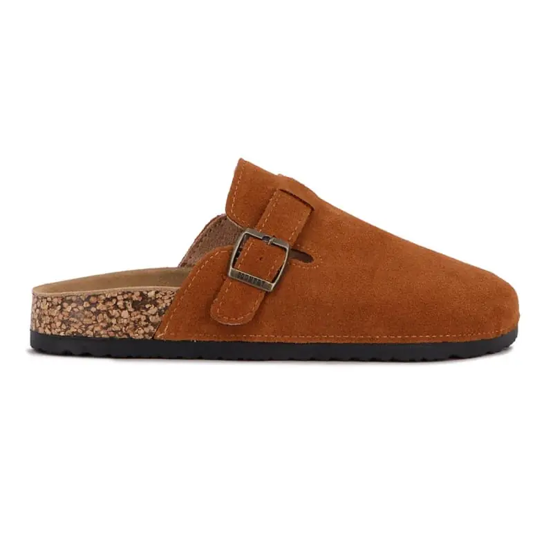 Zueco Country para dama una tira con hebilla (camel)