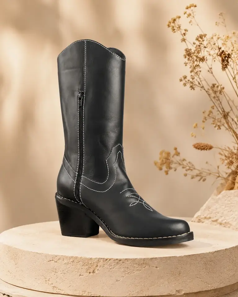 BOTA TEXANA CAÑA ALTA LORENZO ST – NEGRO