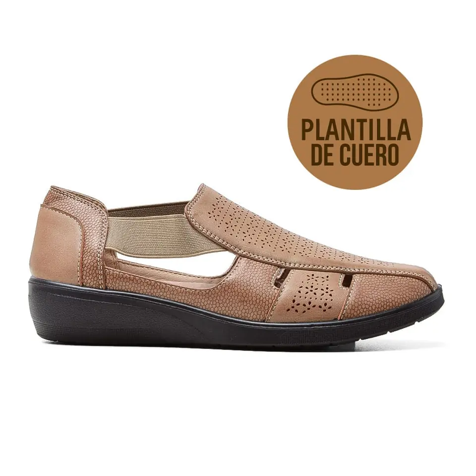 Zapato calado Korium Flora con elásticos