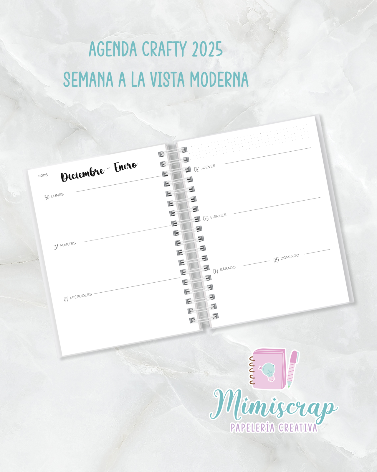 AGENDA SEMANA A LA VISTA - CRAFTY MODERNA