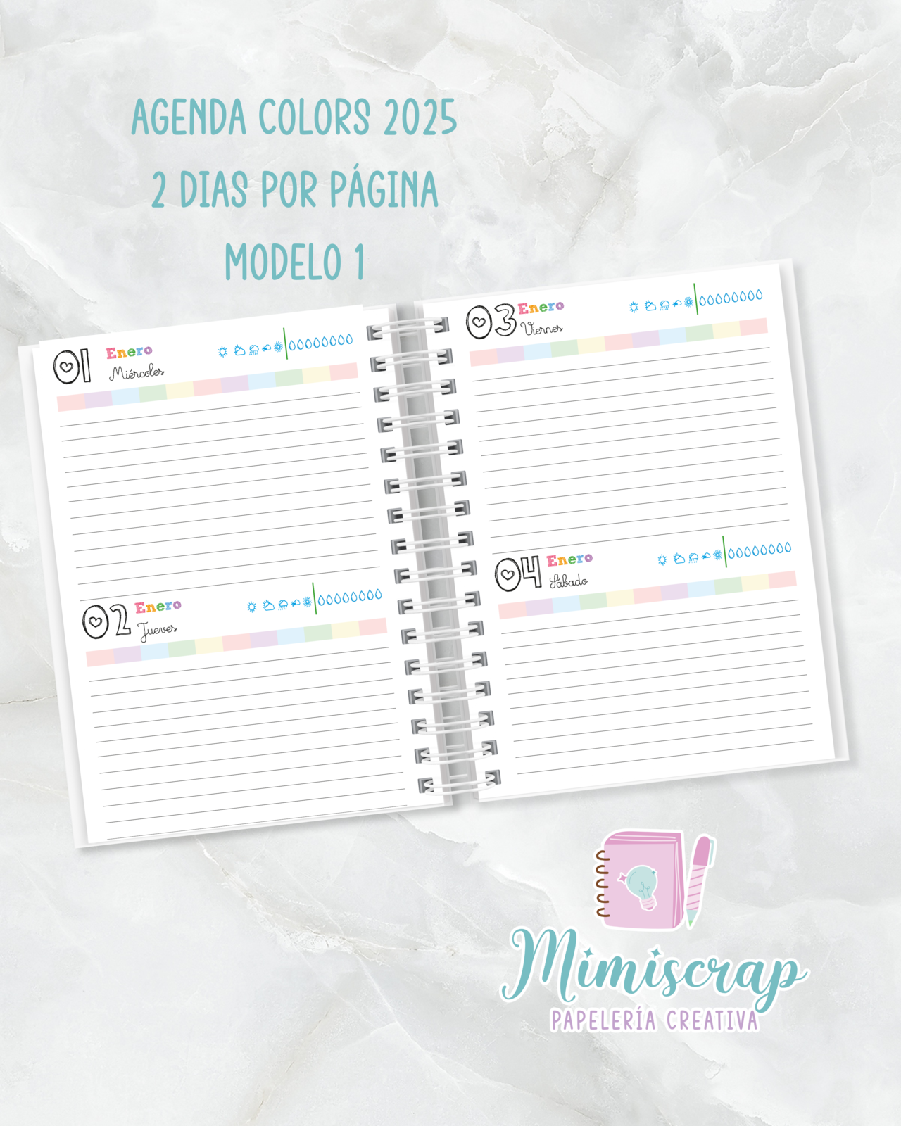 AGENDA 2 DIAS POR PÁGINA - COLORS 1