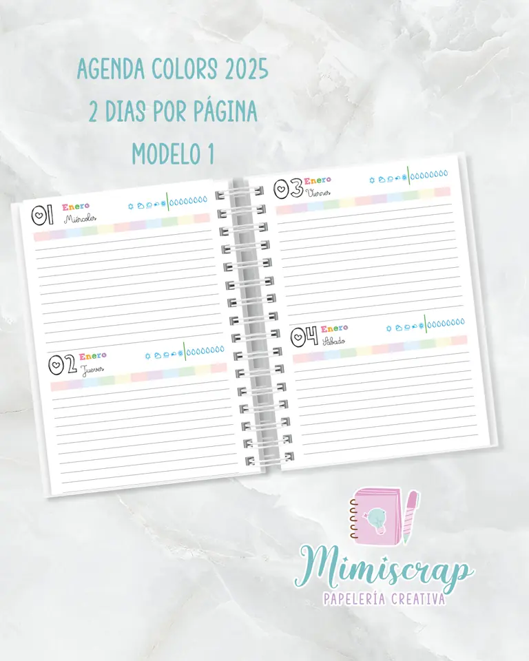 AGENDA 2 DIAS POR PÁGINA - COLORS 1