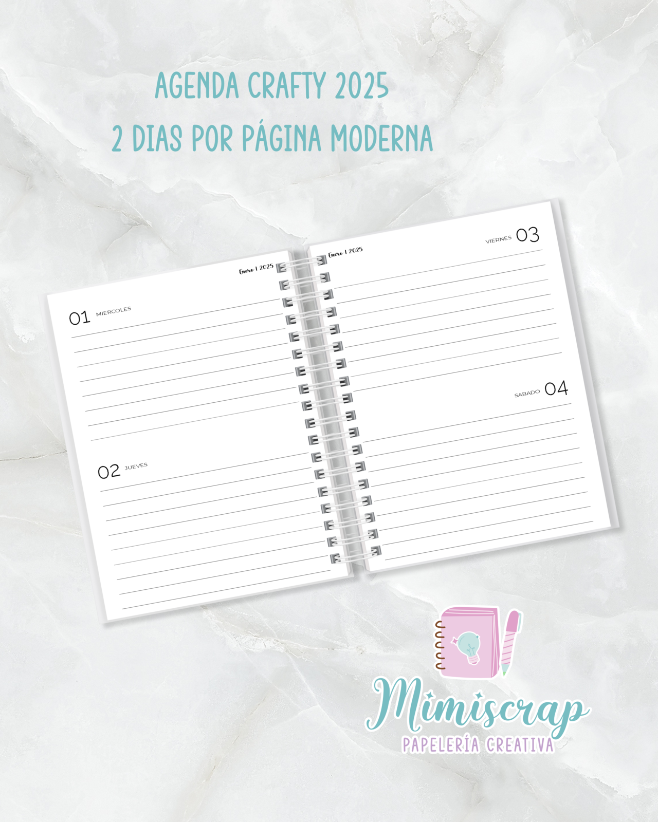 AGENDA 2 DIAS POR PÁGINA - CRAFTY MODERNA