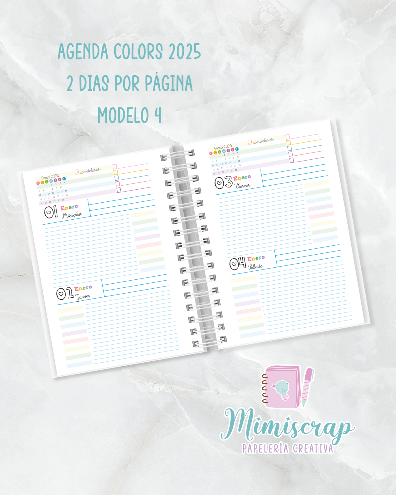 AGENDA 2 DIAS POR PÁGINA - COLORS 4