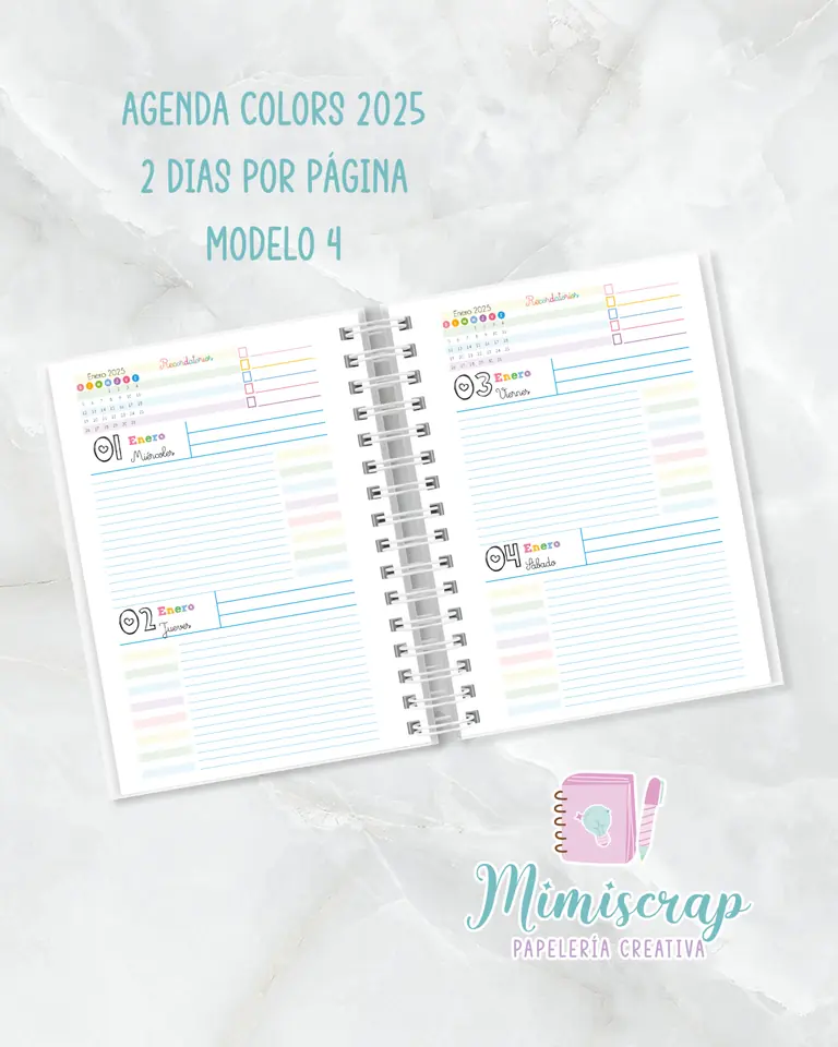 AGENDA 2 DIAS POR PÁGINA - COLORS 4