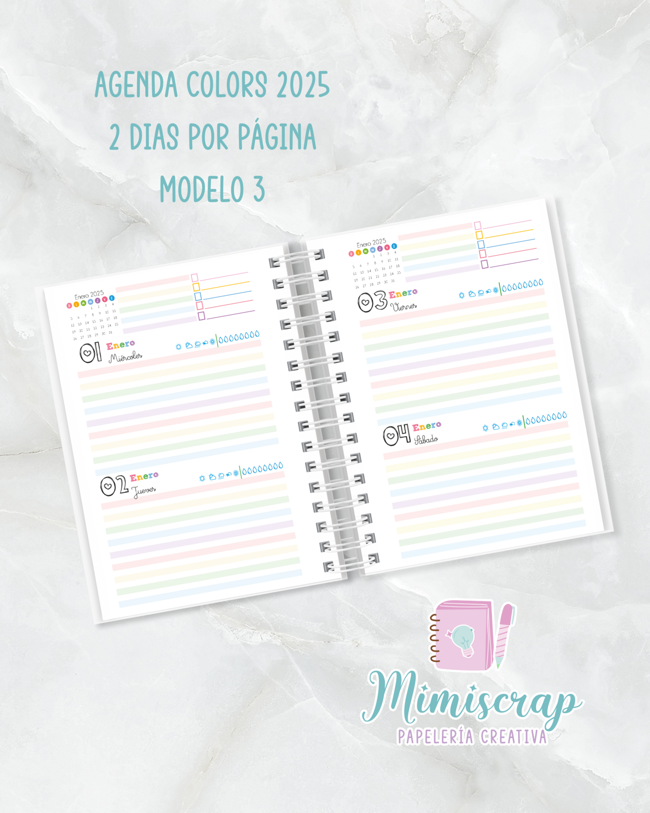AGENDA 2 DIAS POR PÁGINA - COLORS 3
