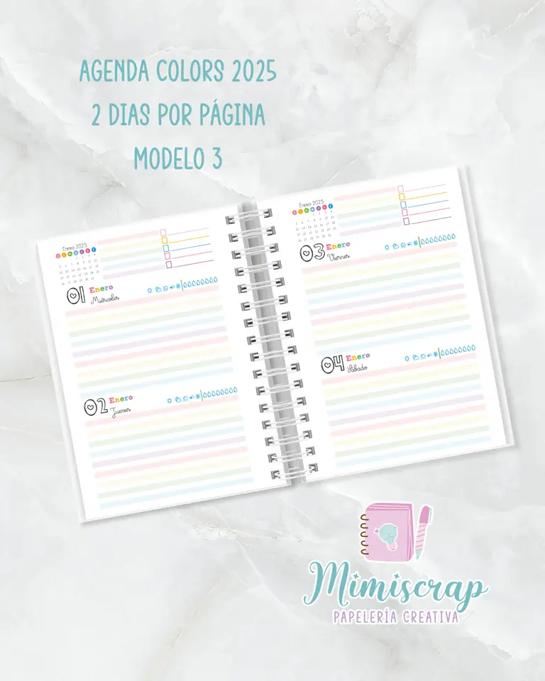 AGENDA 2 DIAS POR PÁGINA - COLORS 3