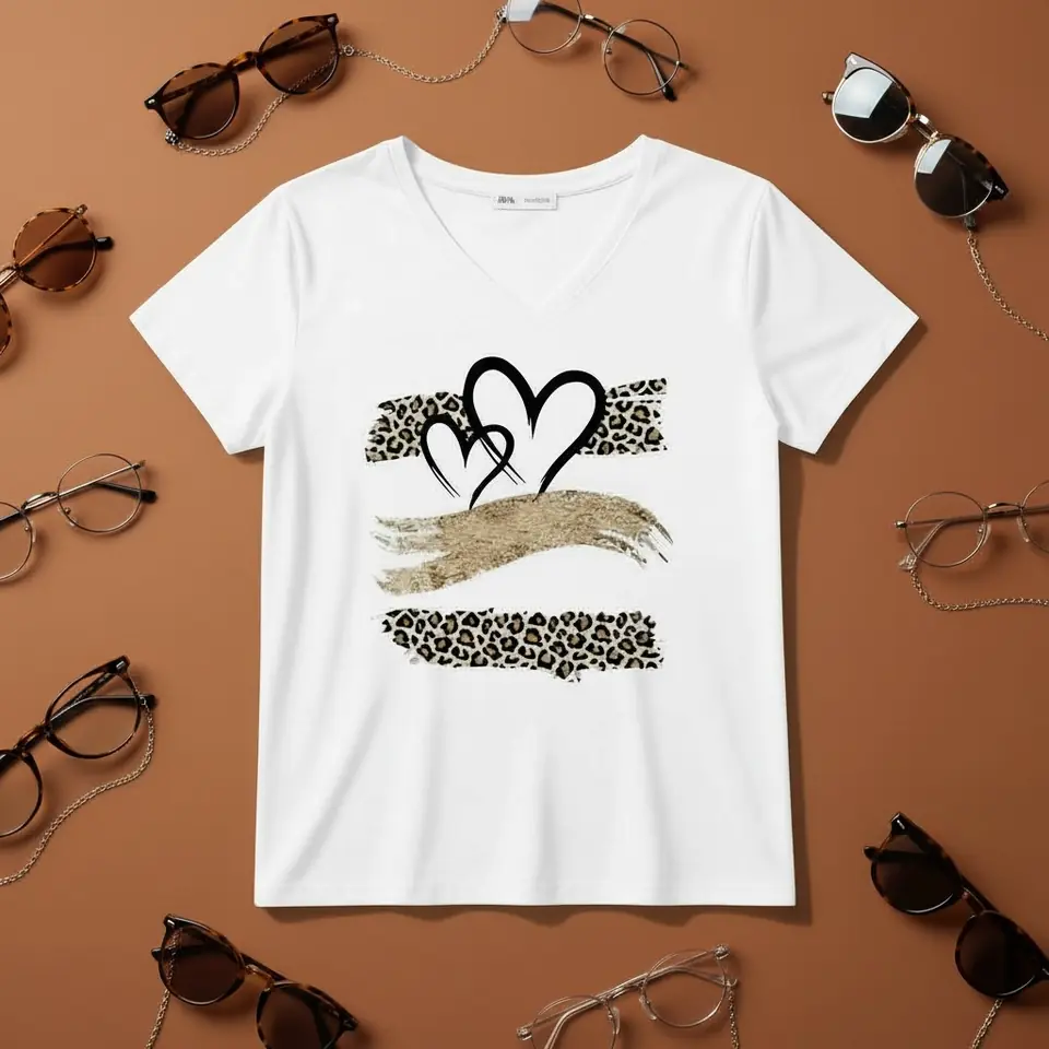 Remera Escote V corazones