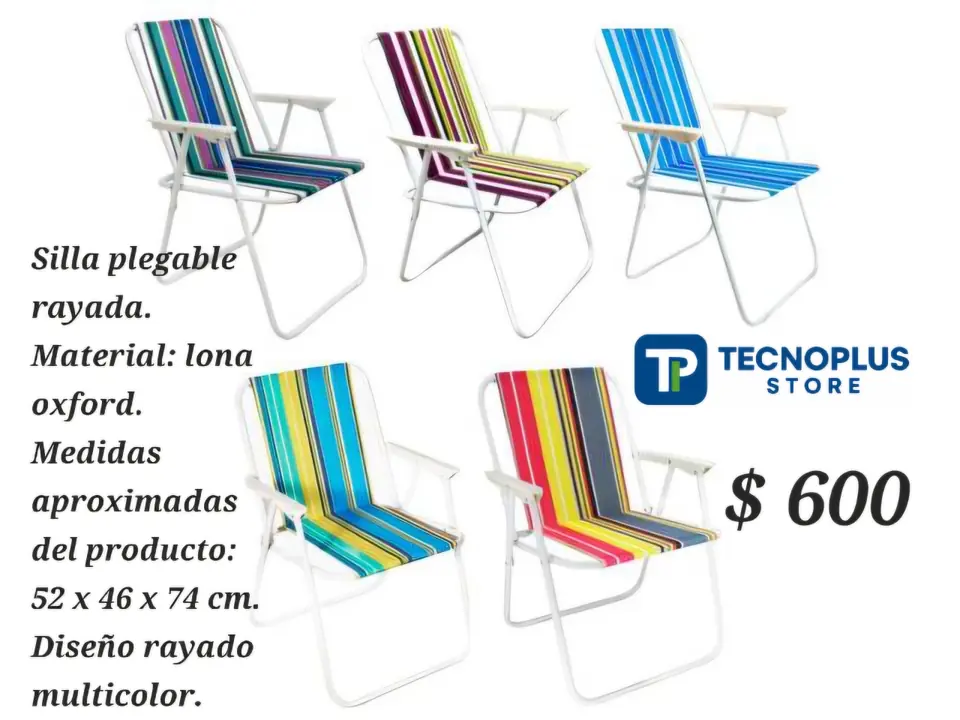 Silla plegable rayada 52 x 46 x 74 cm
