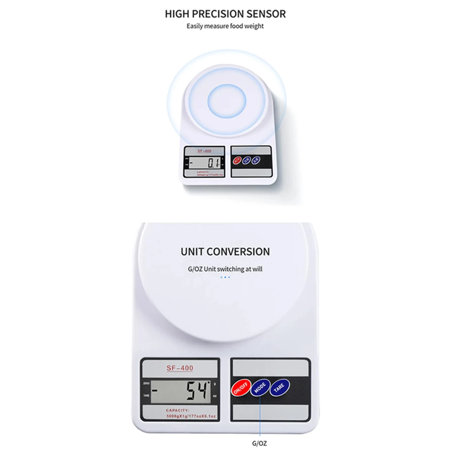 Balanza de cocina digital en plástico - BLANCO