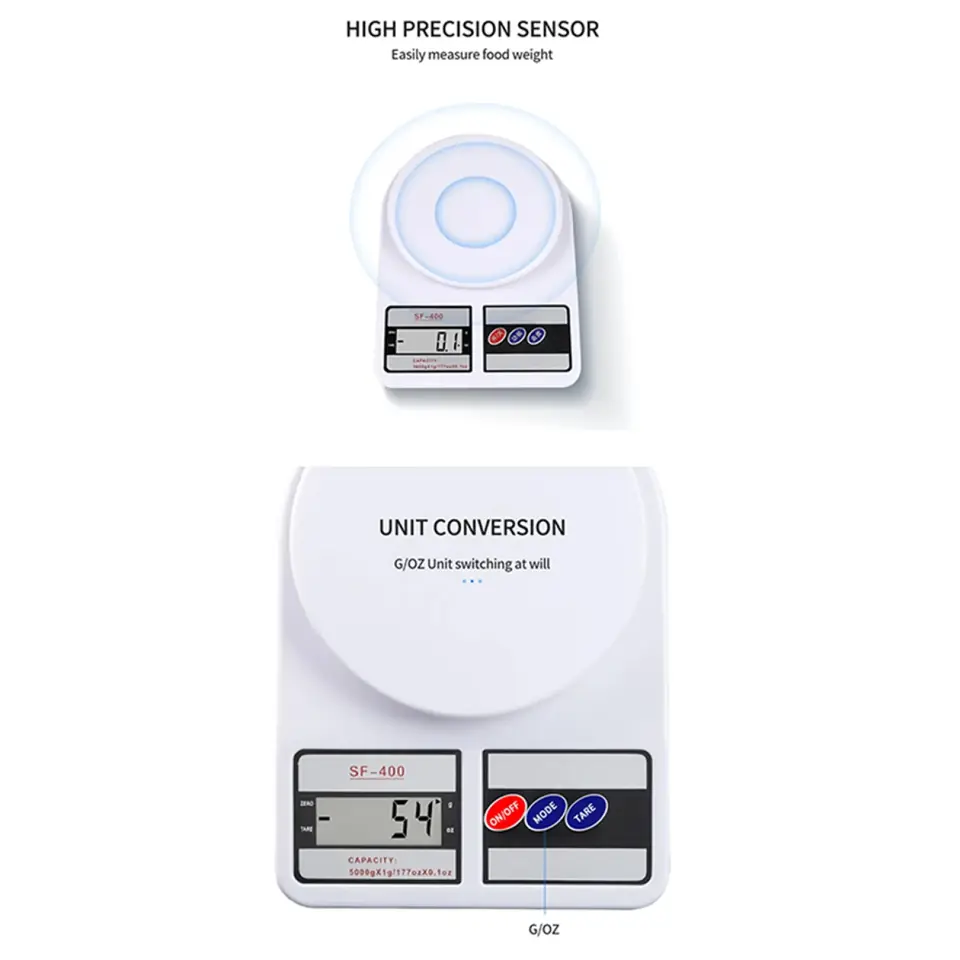 Balanza de cocina digital en plástico - BLANCO