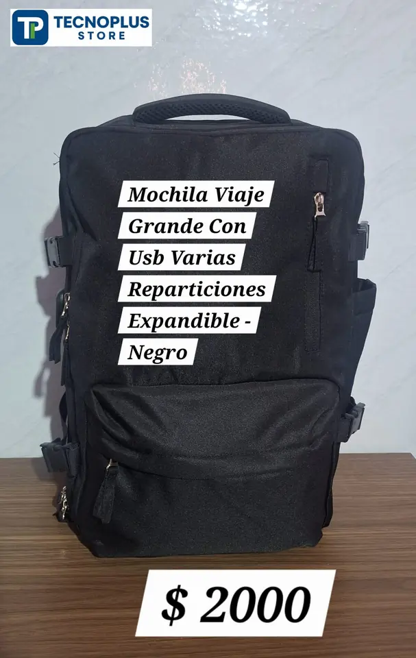 Mochila Viaje  Con Usb Varias Reparticiones Expandible