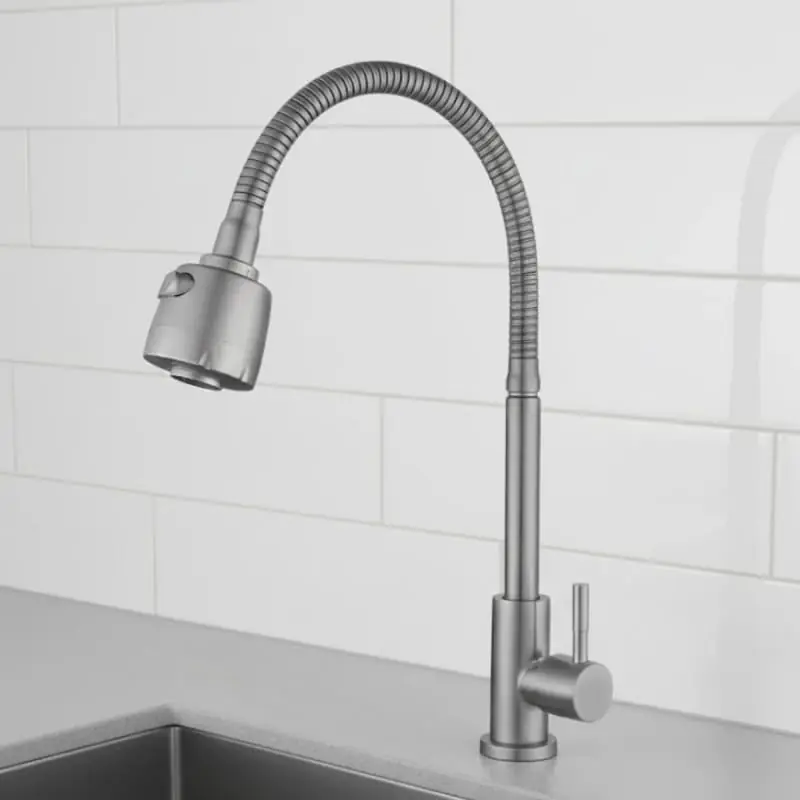 Canilla extensible para mesada de cocina agua fría - PLATEADO