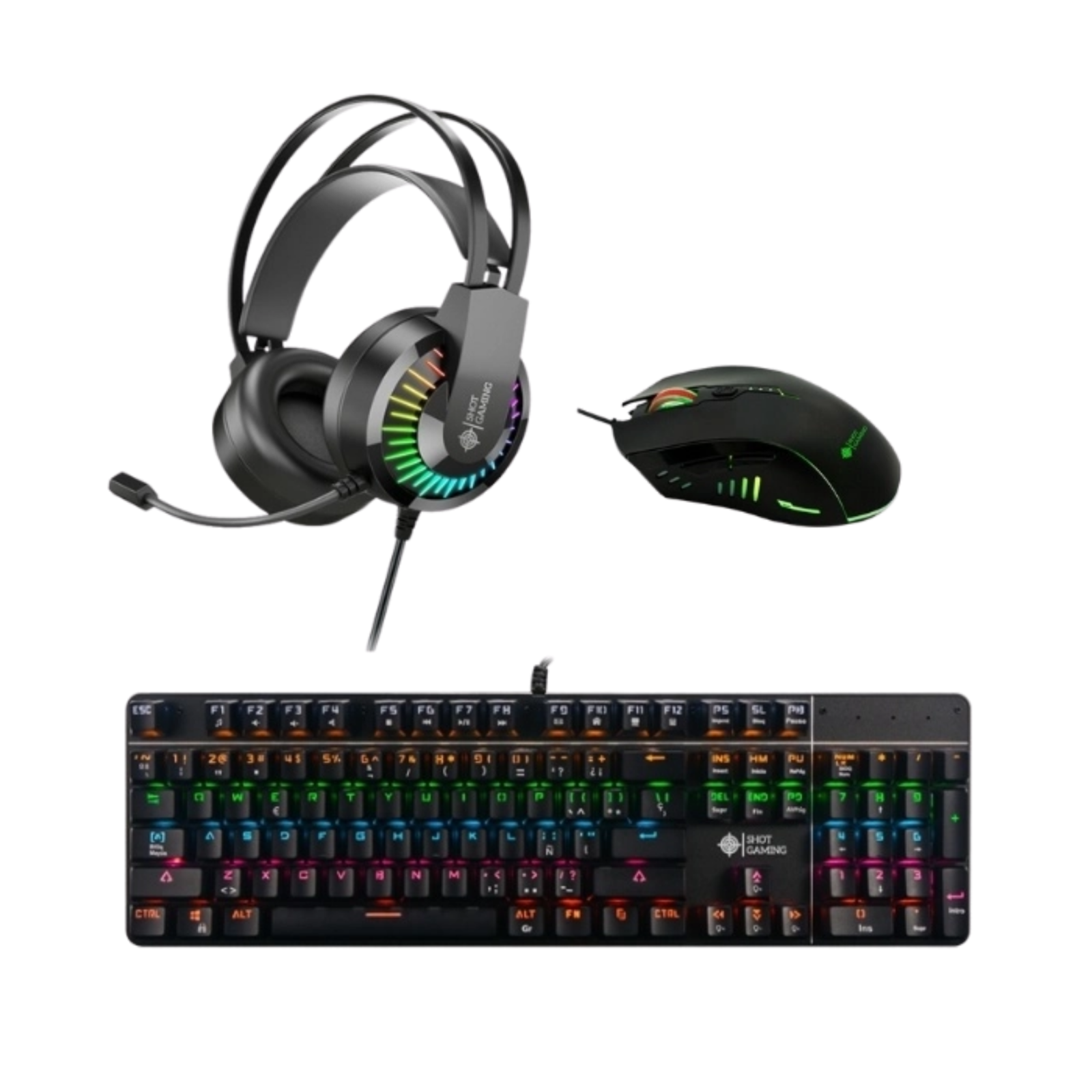 Combo Shot Gaming Teclado 900 + Mouse M799 + Auriculares GT68