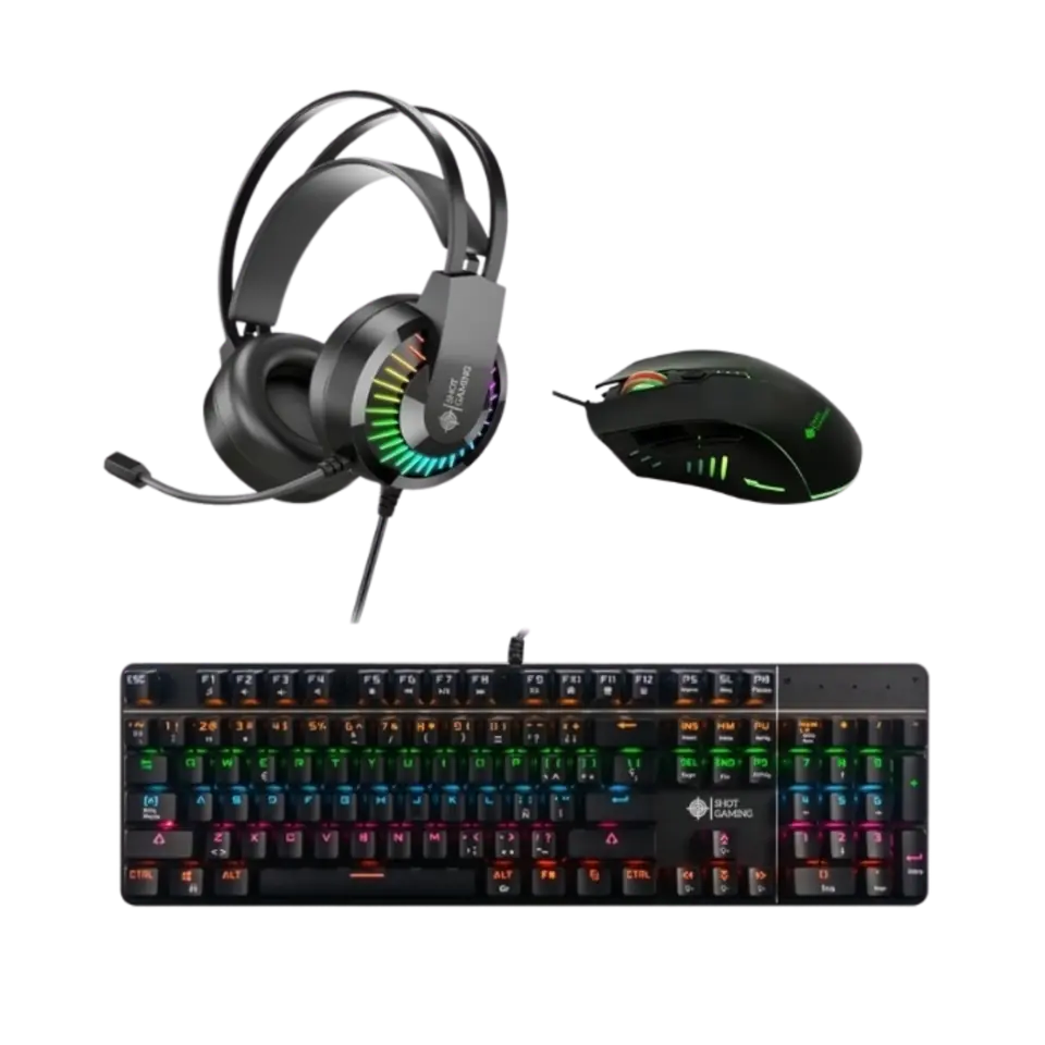 Combo Shot Gaming Teclado 900 + Mouse M799 + Auriculares GT68