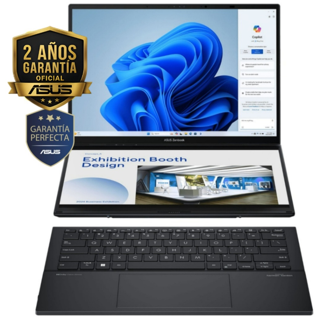 Notebook Asus Zenbook Duo Core Ultra 9 5.4Ghz, 32GB, 1TB SSD, DUAL 14'' 3K OLED Touch, Win 11
