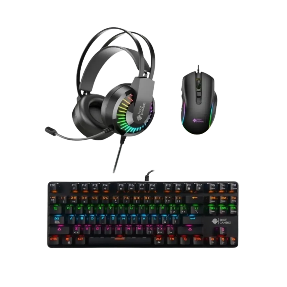 Combo Shot Gaming Teclado 919 + Mouse M850 + Auriculares GT68