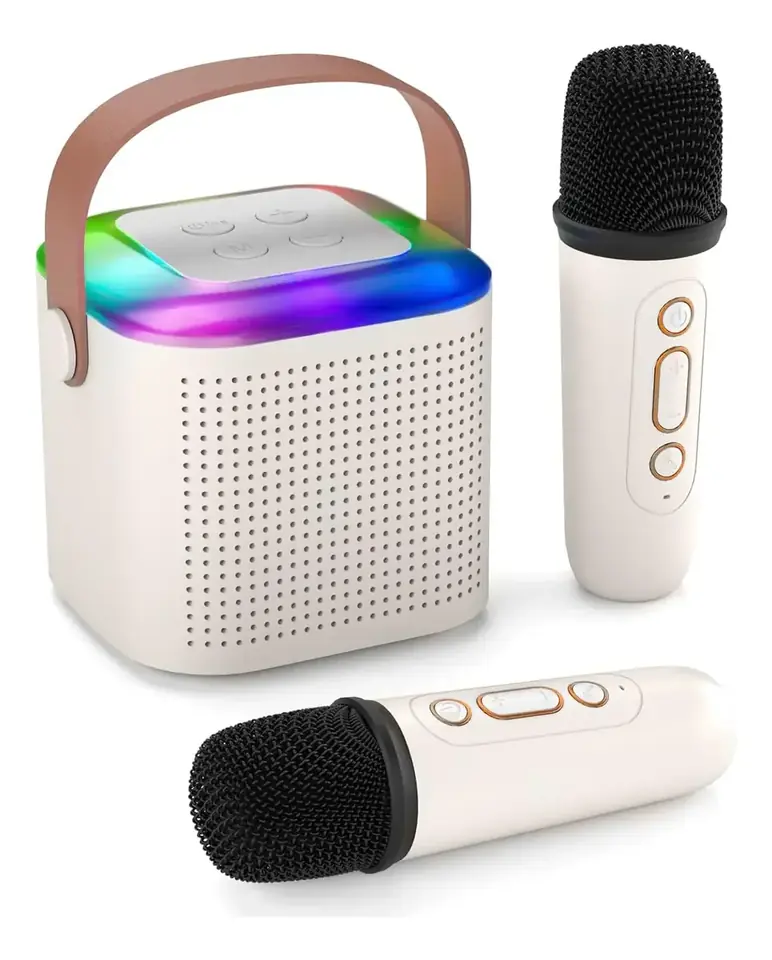 Parlante Bluetooth Karaoke 2 Micrófonos Luces Led MicroSD AUX