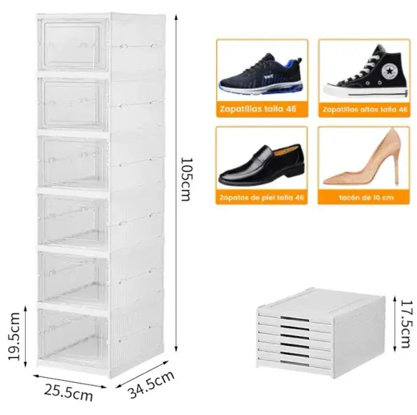 Zapatera Plegable 6 Estantes Organizador De Zapatos Plástico