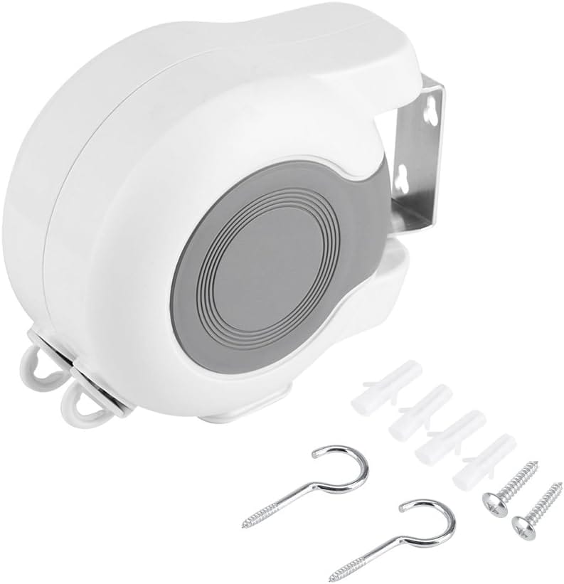 Tendedero Tender Ropa Retráctil Extensible Doble Línea 13m Blanco