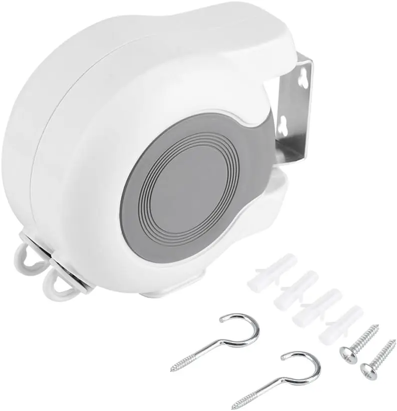 Tendedero Tender Ropa Retráctil Extensible Doble Línea 13m Blanco