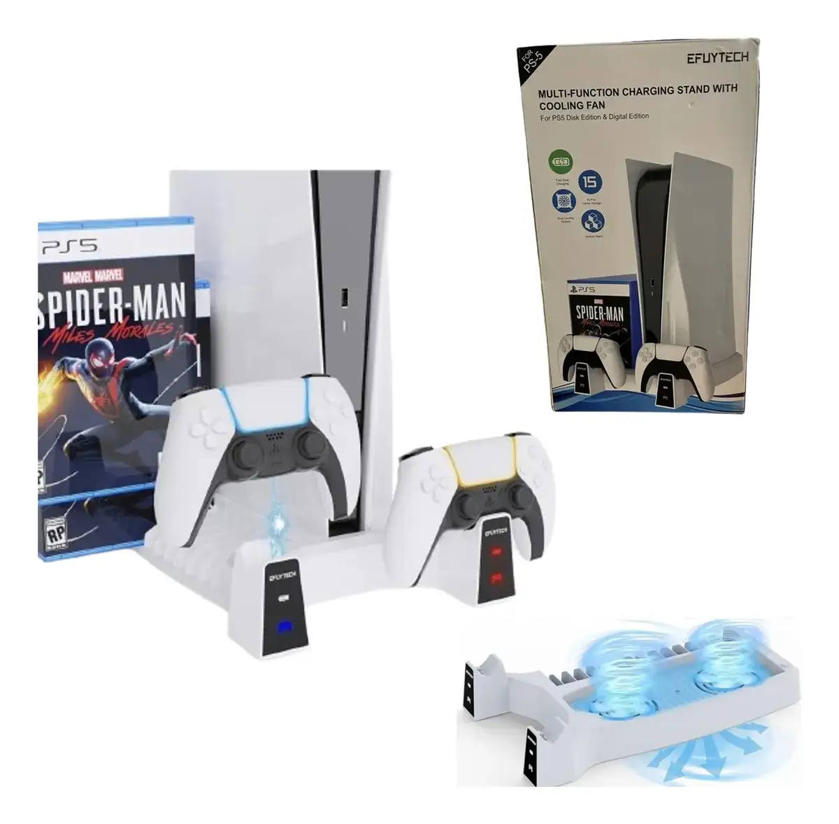 Base 3 En 1 Playstation 5 Refrigeración Cargador Rápido