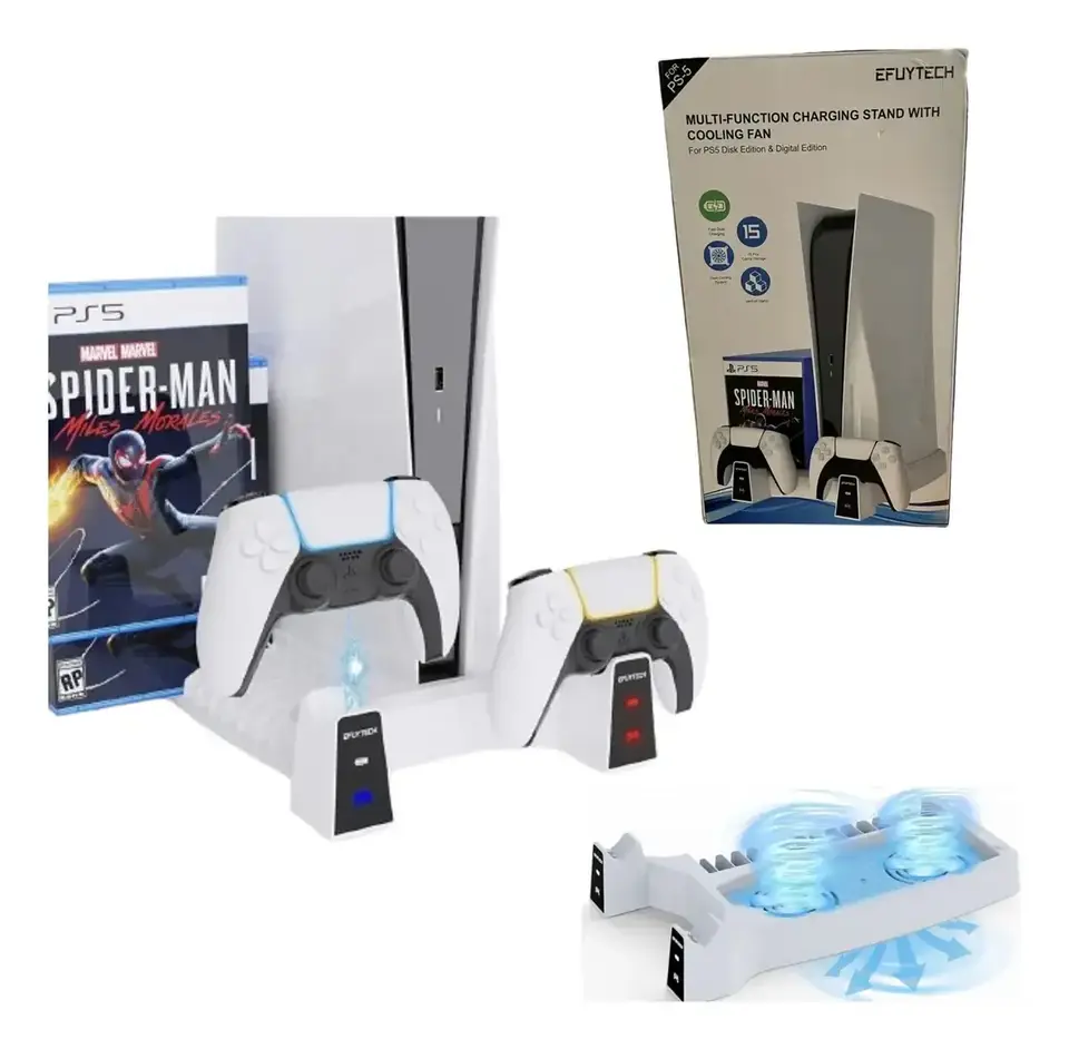 Base 3 En 1 Playstation 5 Refrigeración Cargador Rápido