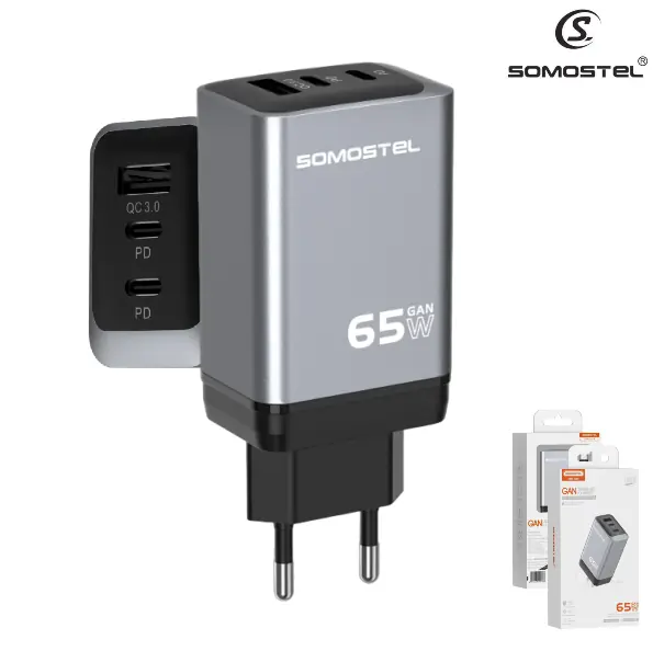 Cargador Adaptador Pared Carga Rápida Doble Puerto Tipo C USB