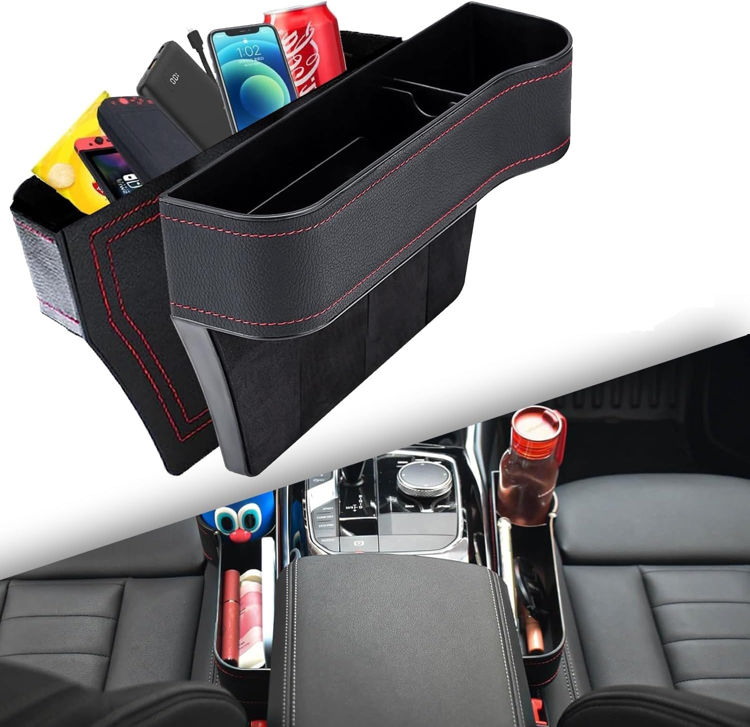 Par Organizadores Asiento De Auto Con Posa Vasos Cuero
