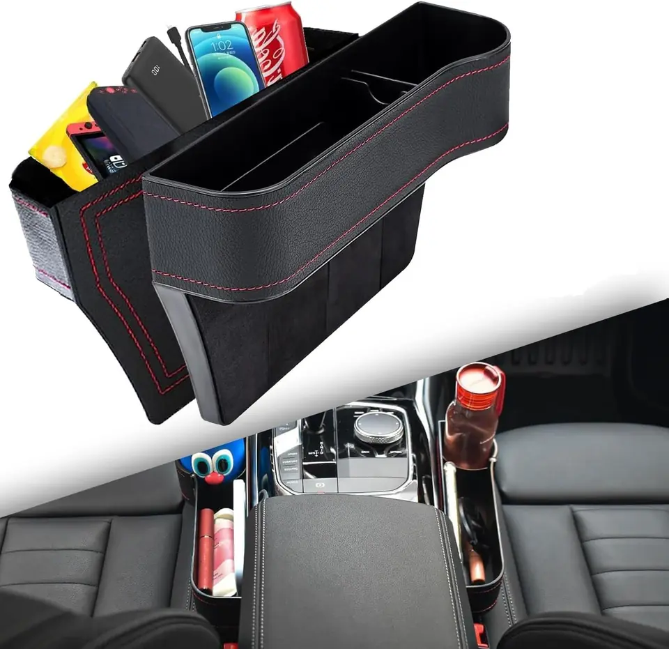 Par Organizadores Asiento De Auto Con Posa Vasos Cuero