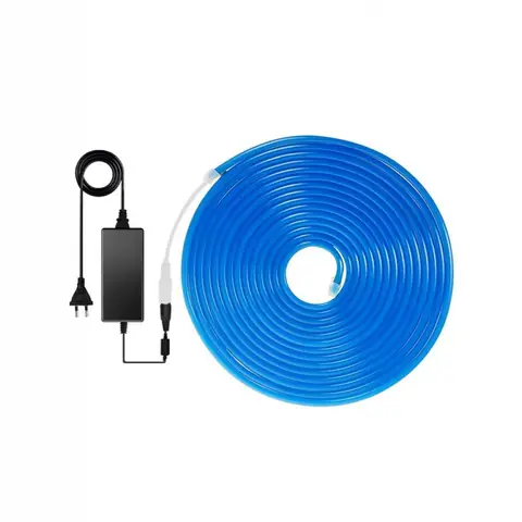 Tira Luz Led Neón Flexible 5m Azul Impermeable Adaptador Incluido