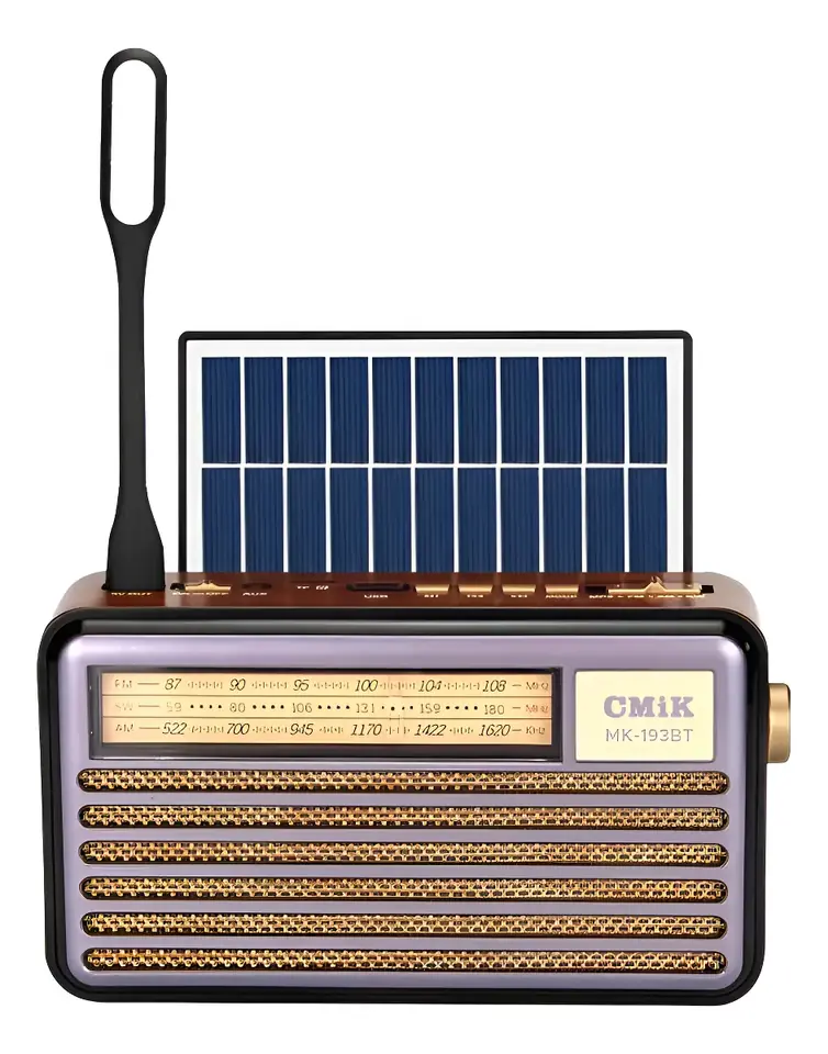 Radio Portátil Retro Am Fm Bluetooth Solar Usb Recargable
