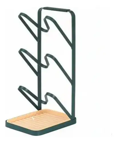 Soporte Tapas Ollas 3 Niveles Bandeja Escurridora Espátulas Verde